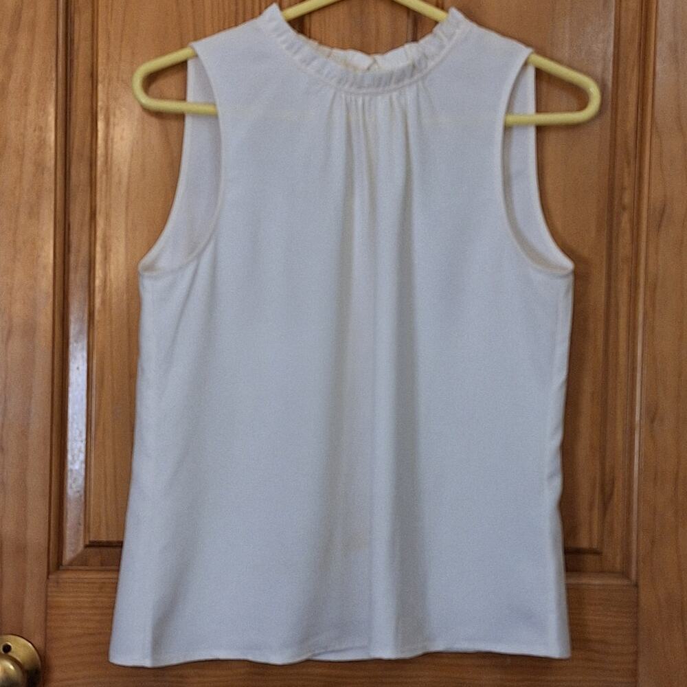 J. Crew Cream Sleeveless Ruffle-Neck Blouse